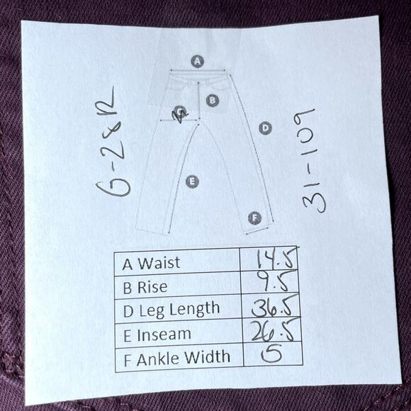 GAP EASY Y2K SKINNY LEGGINGS MAROON WINE DENIM JEANS - 28R - Picture 8 of 8